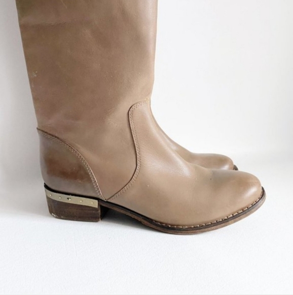 MLE Mia Limited Edition Taupe Tan Brown Lieutenant Over The Knee Boots OTK - Picture 2 of 6